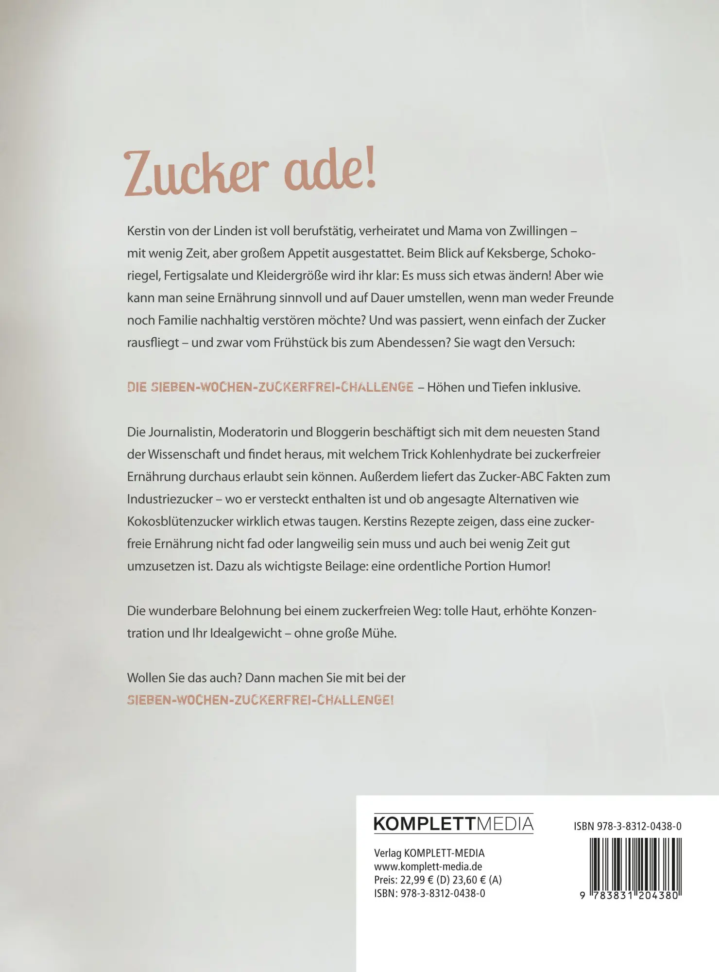 Rückseite: 9783831204380 | Mein süßes Leben ohne Zucker | Kerstin von der Linden | Taschenbuch