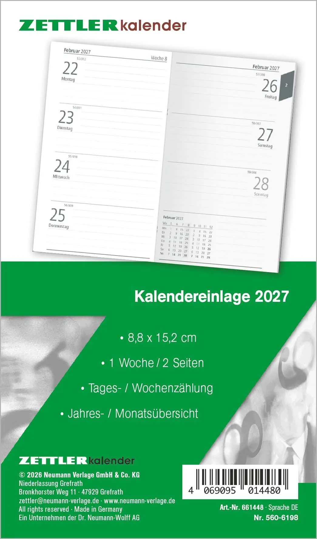 Cover: 4069095014480 | Kalenderersatzeinlage TP 1W/2S 2027 | Neumann Verlage GmbH &amp; Co KG