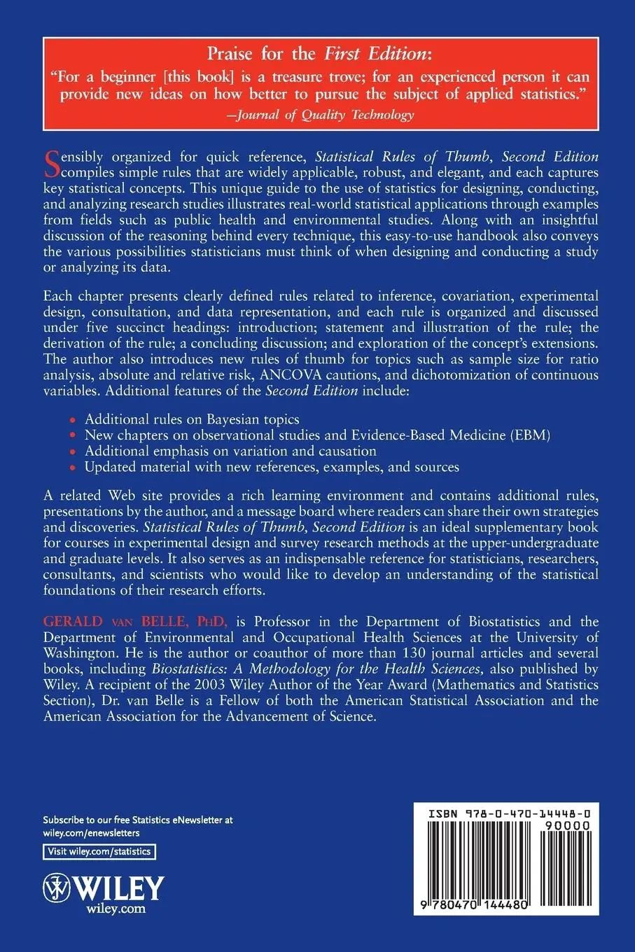 Rückseite: 9780470144480 | Statistical Rules of Thumb | Gerald Van Belle | Taschenbuch | XXI