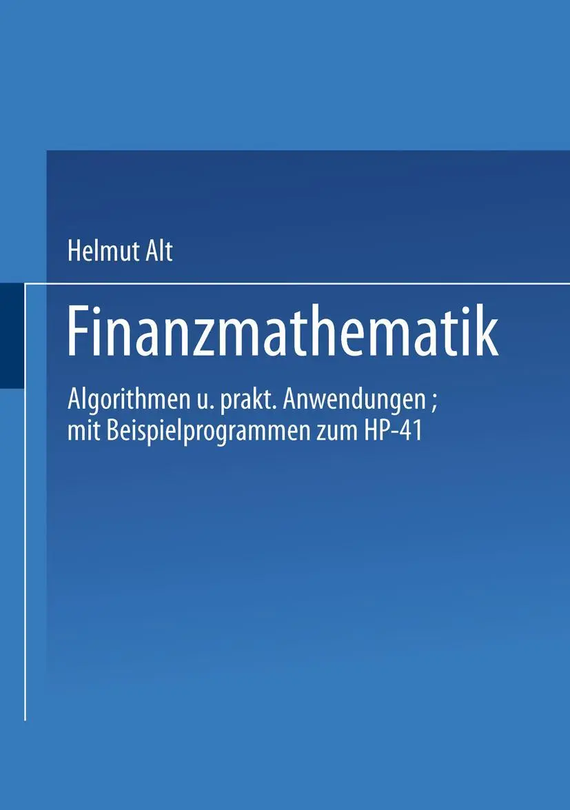 Cover: 9783528044480 | Finanzmathematik | Algorithmen und praktische Anwendungen | Alt Helmut