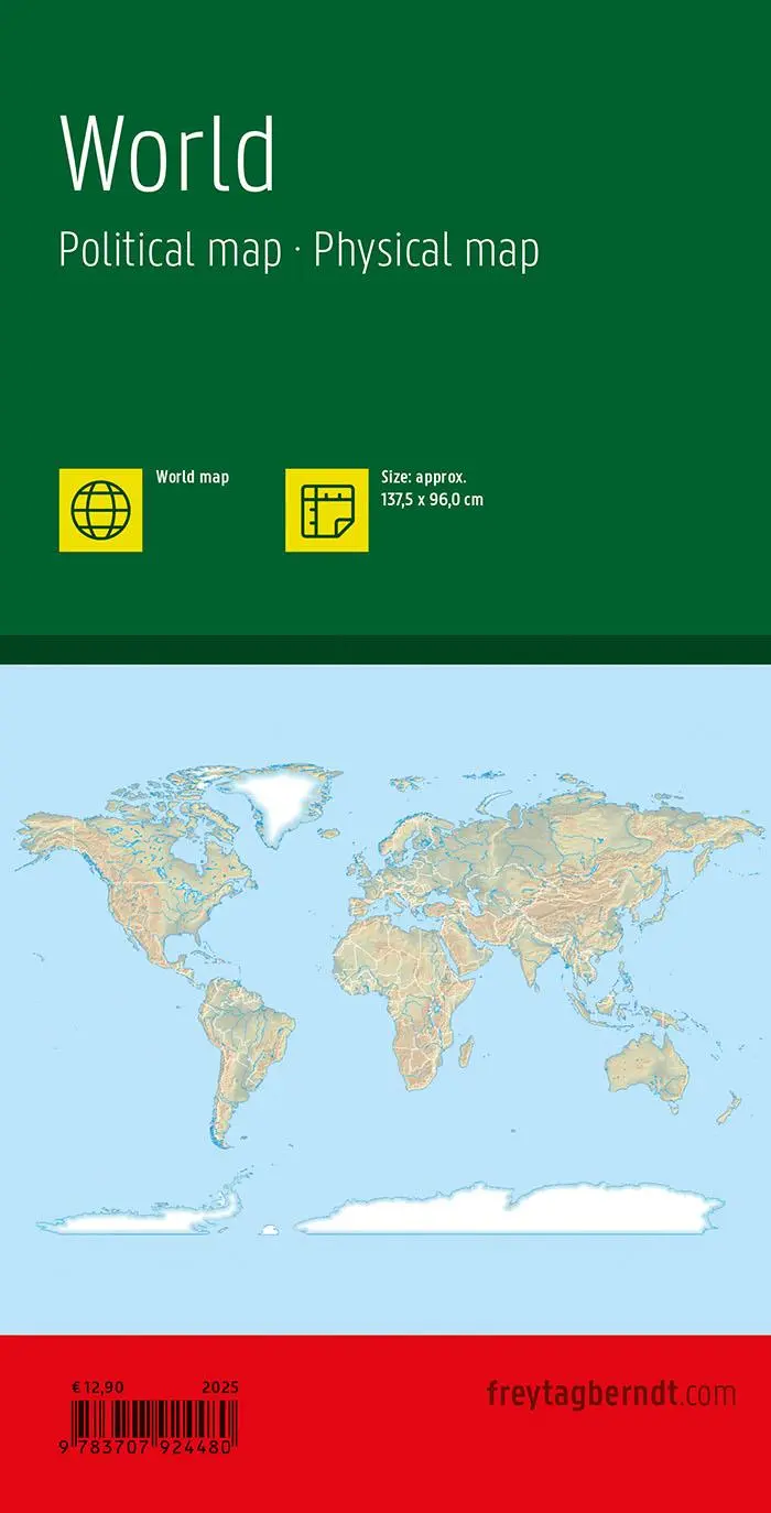 Rückseite: 9783707924480 | World map, political - physical, english, 1:20.000.000, folded,...