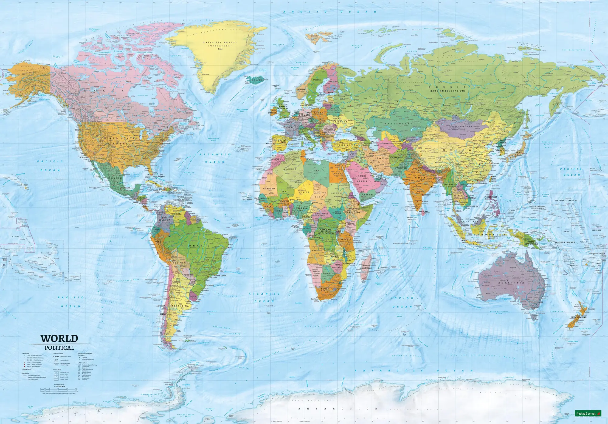 Bild: 9783707924480 | World map, political - physical, english, 1:20.000.000, folded,...