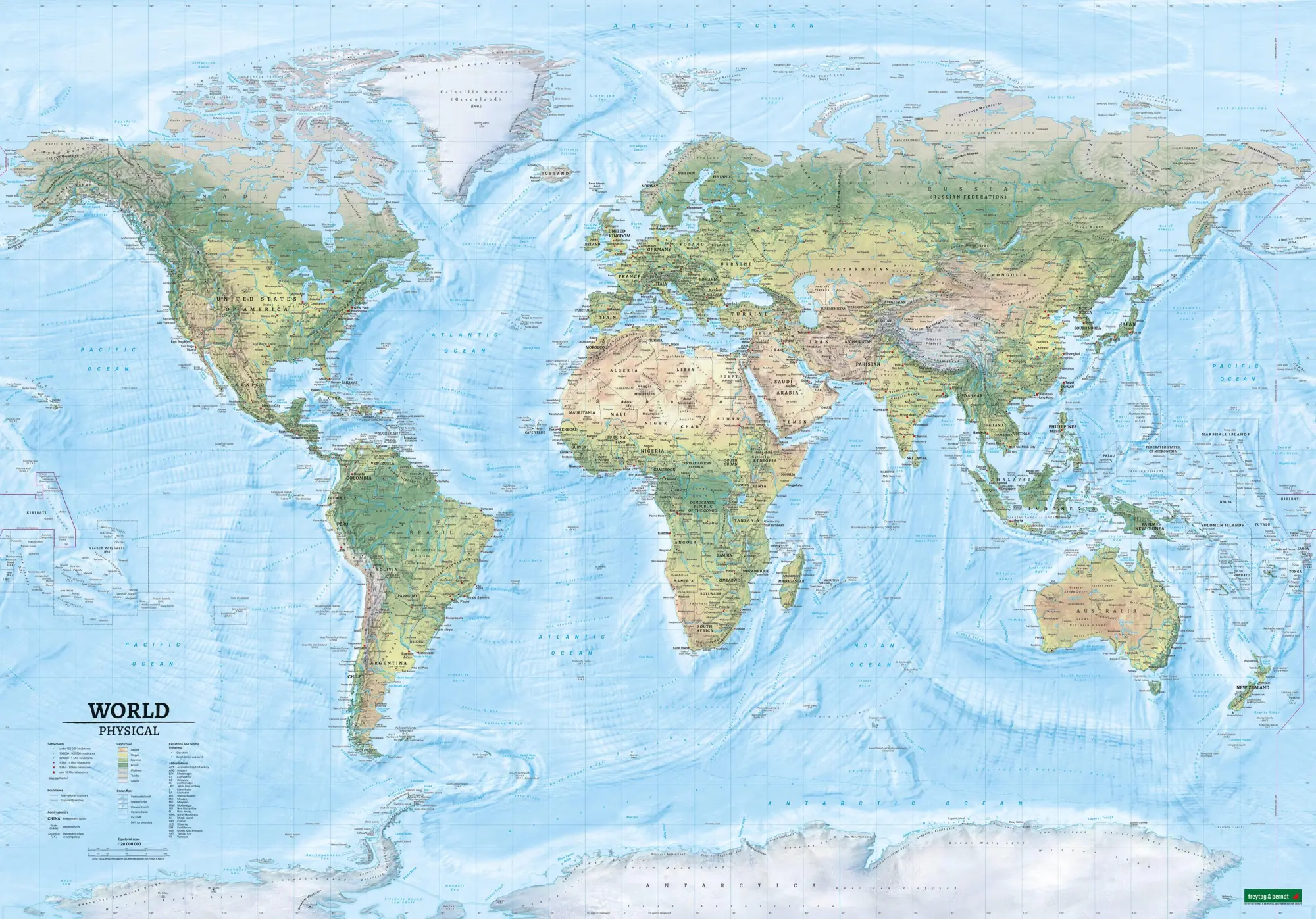 Bild: 9783707924480 | World map, political - physical, english, 1:20.000.000, folded,...