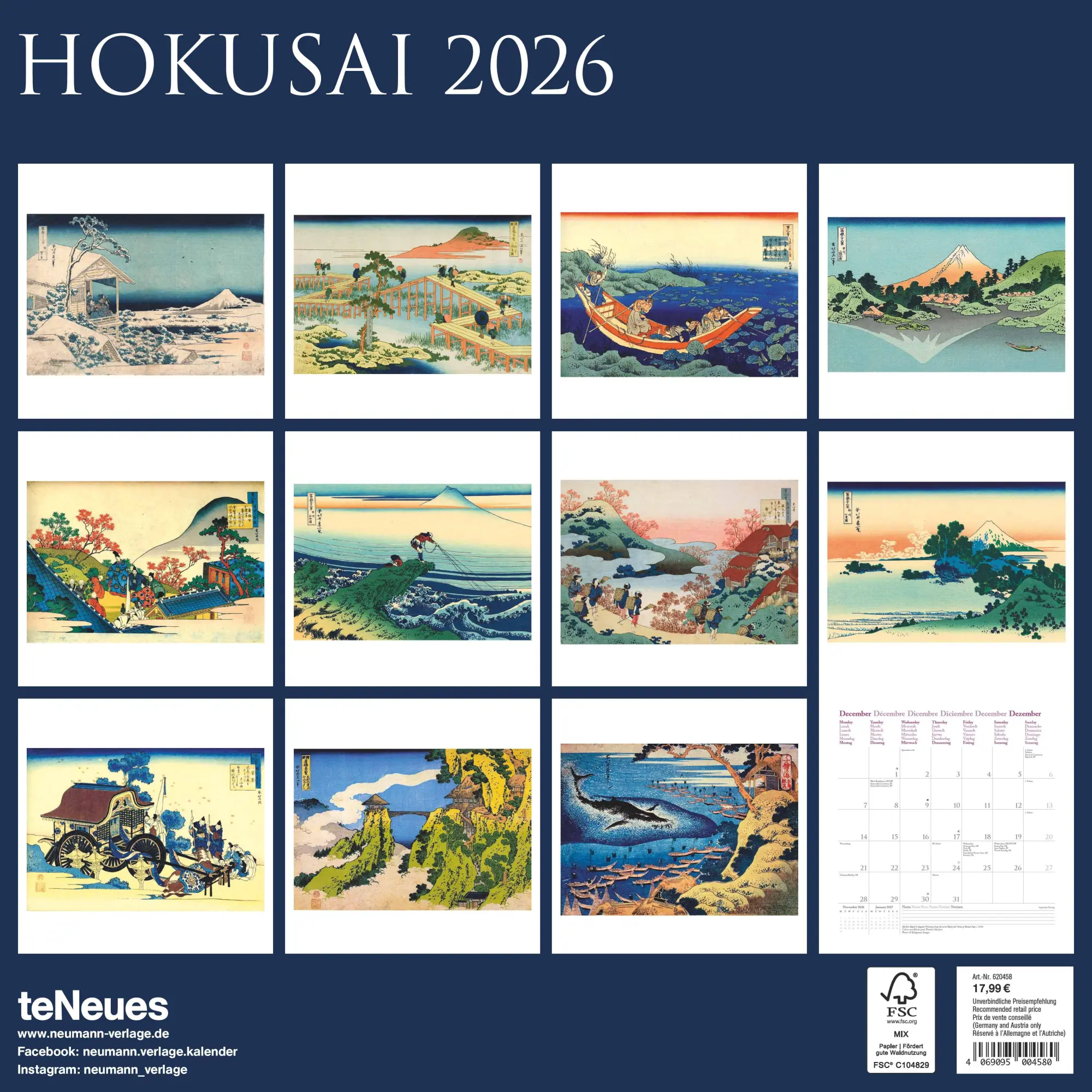 Rückseite: 4069095004580 | Hokusai 2026 - Wand-Kalender - Broschüren-Kalender - 30x30 - 30x60...