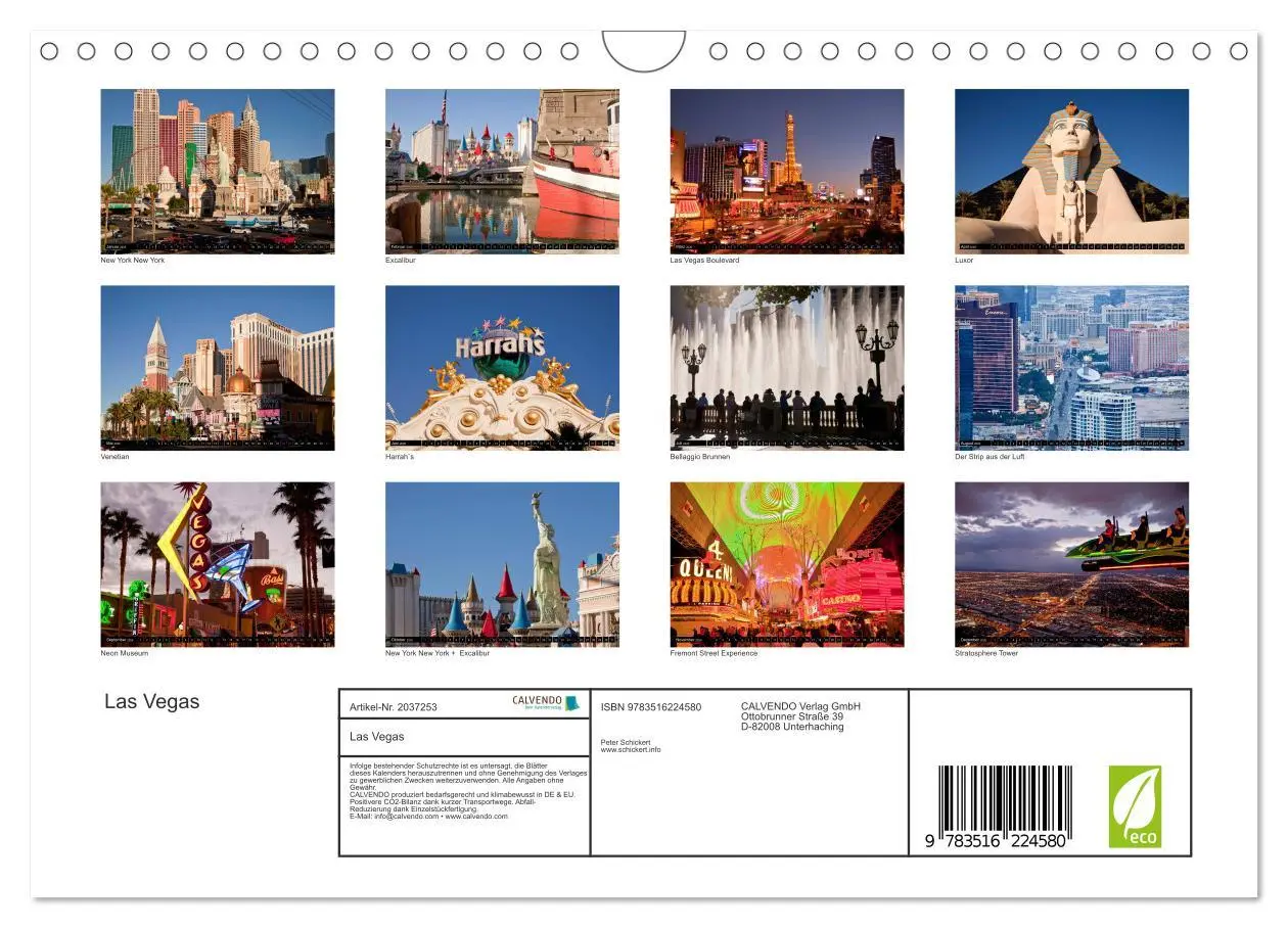 Bild: 9783516224580 | Las Vegas (Wandkalender 2026 DIN A4 quer), CALVENDO Monatskalender