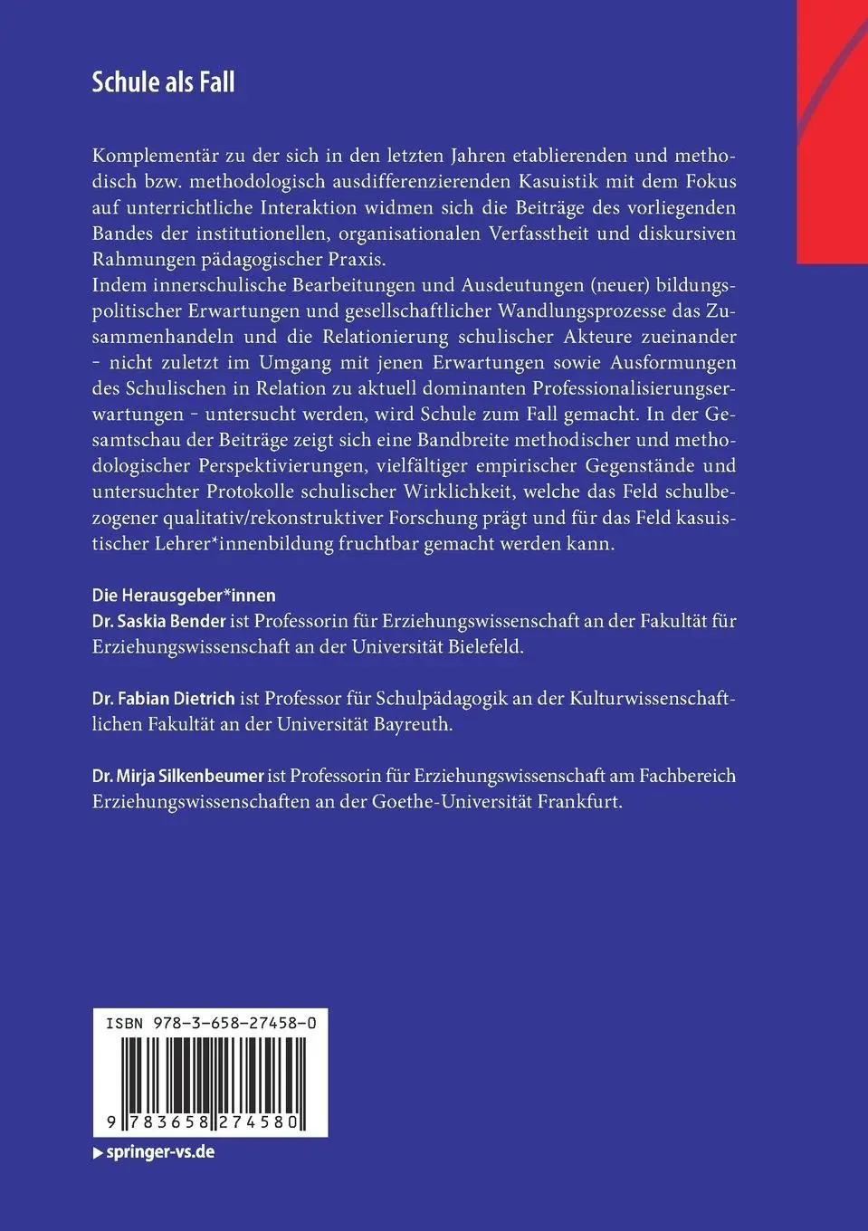 Rückseite: 9783658274580 | Schule als Fall | Institutionelle und organisationale Ausformungen