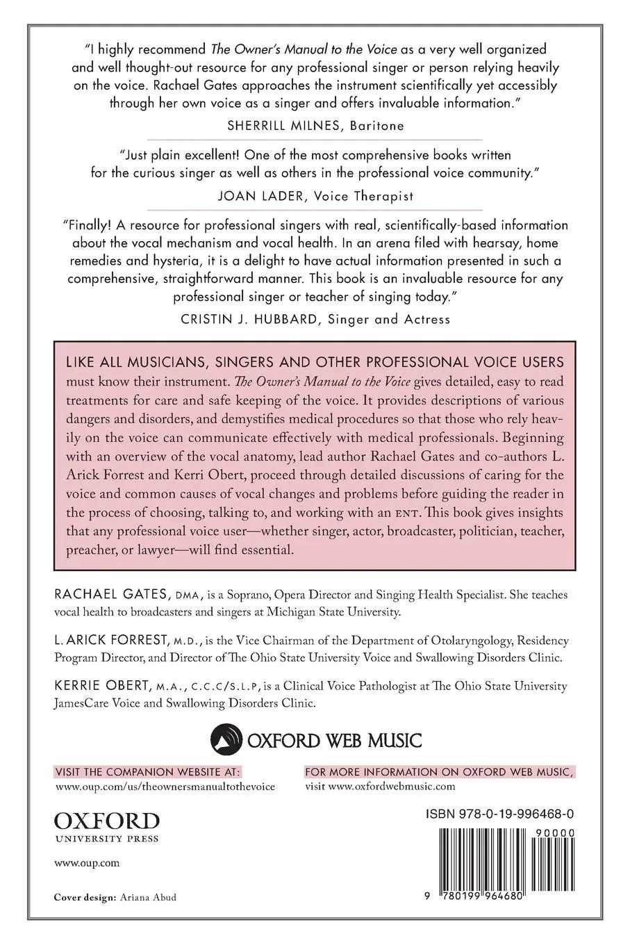 Rückseite: 9780199964680 | Owner's Manual to the Voice | Rachael Gates | Taschenbuch | Englisch