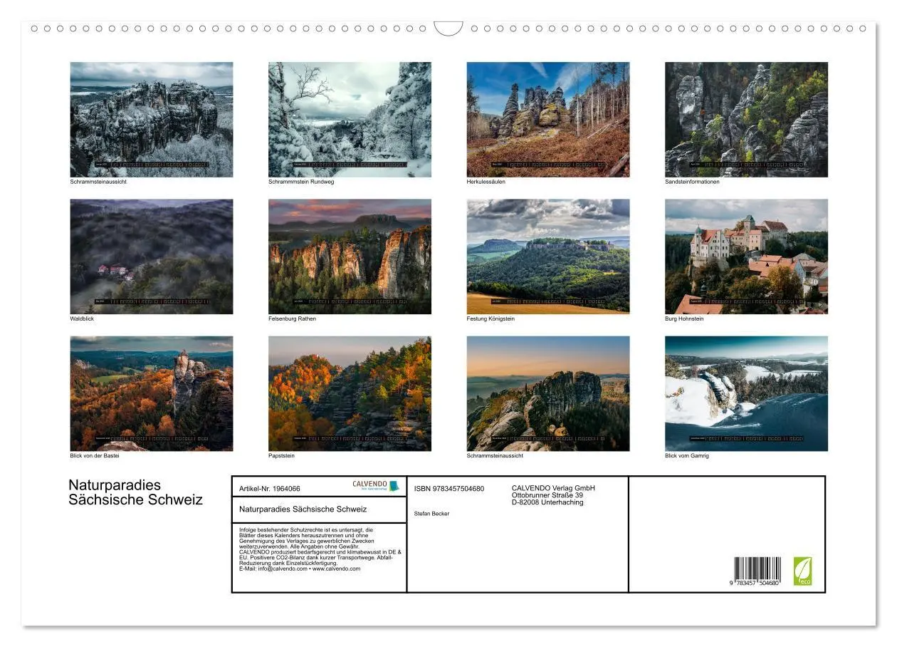 Bild: 9783457504680 | Naturparadies Sächsische Schweiz (Wandkalender 2026 DIN A2 quer),...