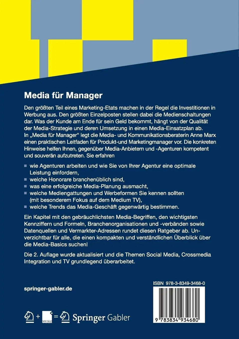 Rückseite: 9783834934680 | Media für Manager | Anne Marx | Taschenbuch | x | Deutsch | 2012