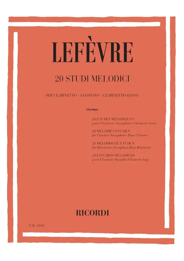 Cover: 9790041824680 | 20 Studi Melodici | Per Clarinetto, Saxofono E Clarinetto Basso