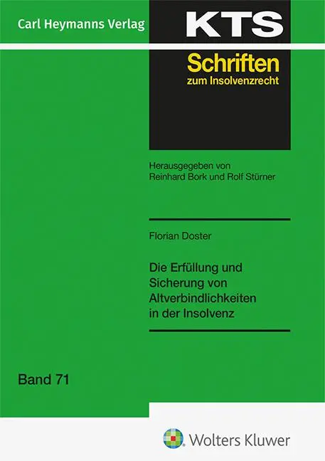 Cover: 9783452304780 | Die Erfüllung und Sicherung von Altverbindlichkeiten in der...