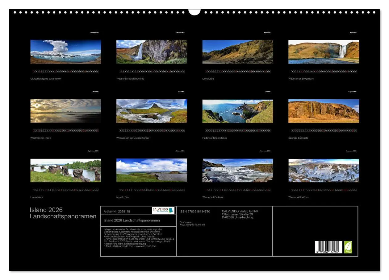 Bild: 9783516134780 | Island 2026 Landschaftspanoramen (Wandkalender 2026 DIN A2 quer),...