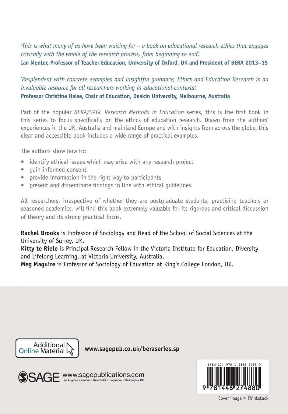 Rückseite: 9781446274880 | Ethics and Education Research | Rachel Brooks (u. a.) | Taschenbuch