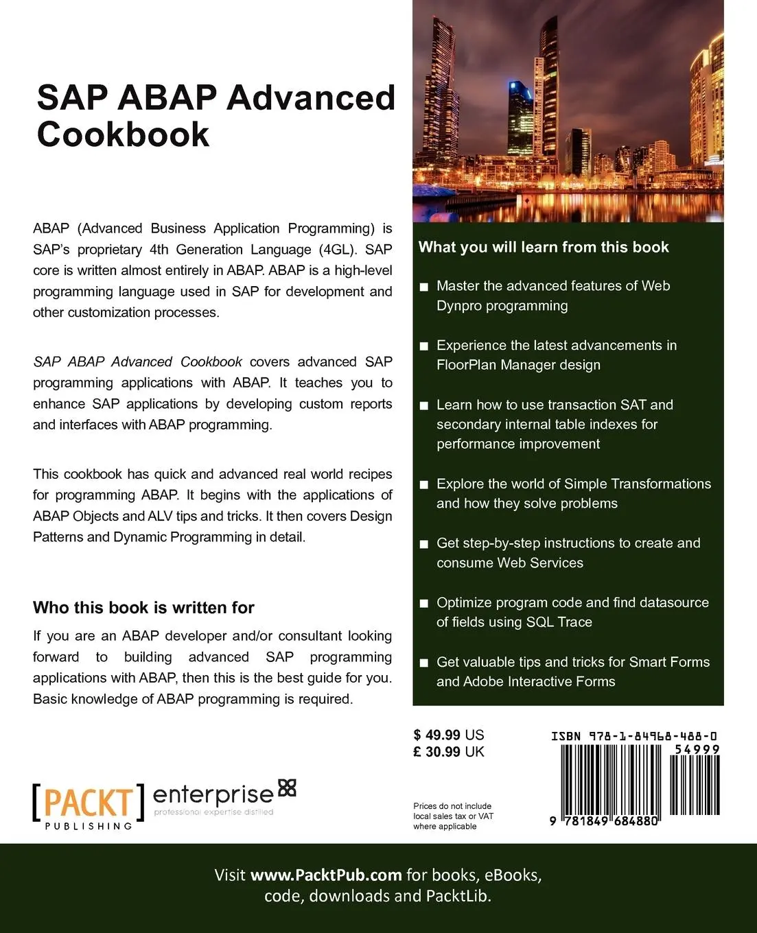 Rückseite: 9781849684880 | SAP ABAP Advanced Cookbook | Rehan Zaidi | Taschenbuch | Paperback