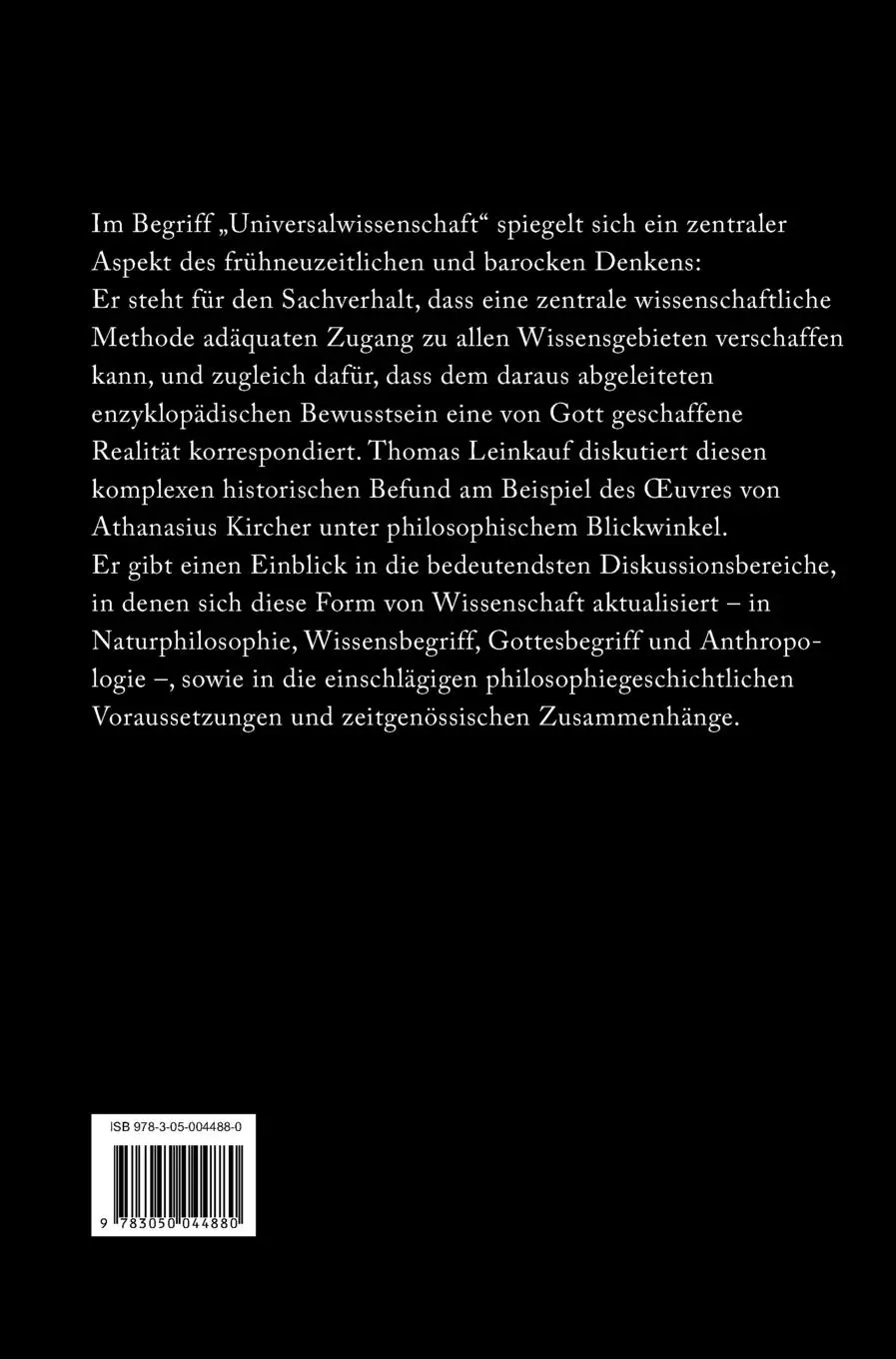 Rückseite: 9783050044880 | Mundus combinatus | Thomas Leinkauf | Buch | 438 S. | Deutsch | 2009