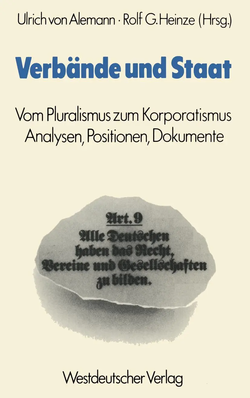 Cover: 9783531114880 | Verbände und Staat | Ulrich von Alemann | Taschenbuch | 272 S.