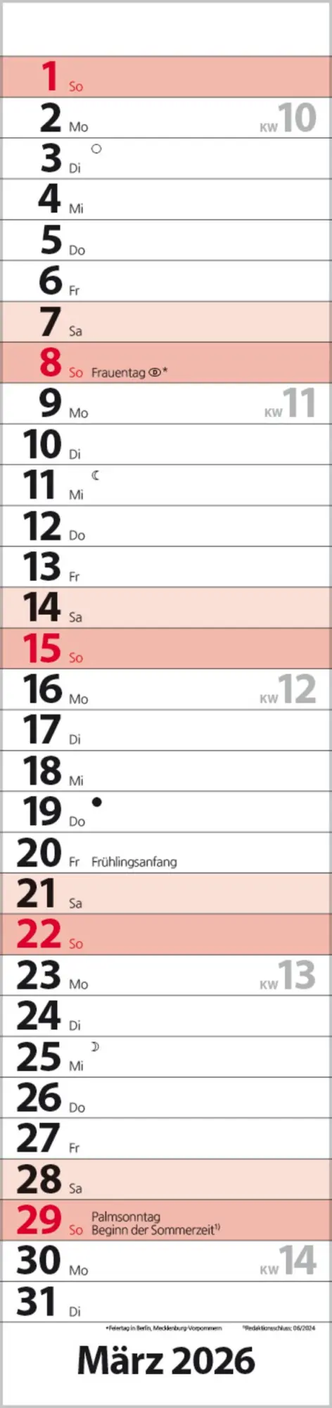 Bild: 9783731884880 | Streifenplaner Compact Rot 2026 | Verlag Korsch | Kalender | 13 S.