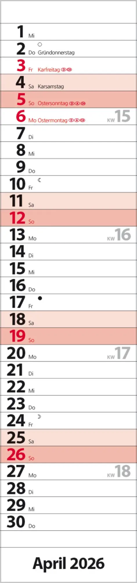 Bild: 9783731884880 | Streifenplaner Compact Rot 2026 | Verlag Korsch | Kalender | 13 S.