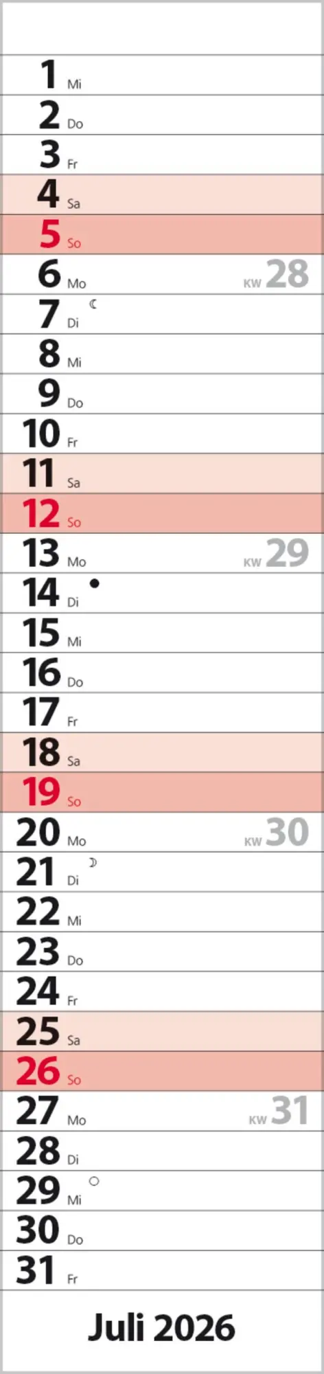 Bild: 9783731884880 | Streifenplaner Compact Rot 2026 | Verlag Korsch | Kalender | 13 S.