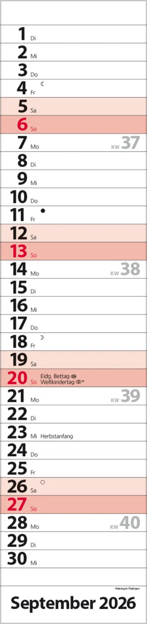 Bild: 9783731884880 | Streifenplaner Compact Rot 2026 | Verlag Korsch | Kalender | 13 S.