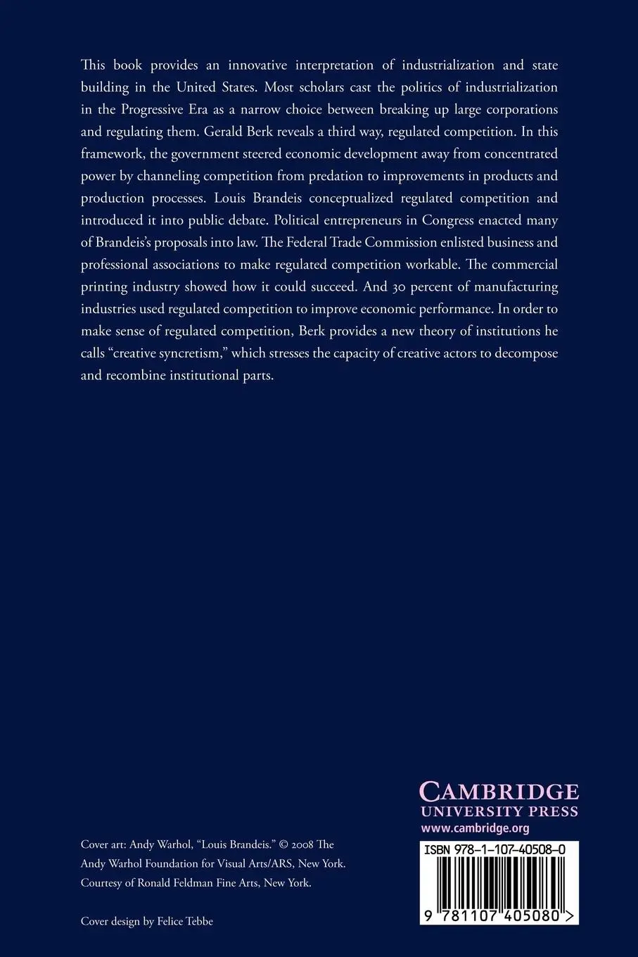 Rückseite: 9781107405080 | Louis D. Brandeis and the Making of Regulated Competition, 1900 1932