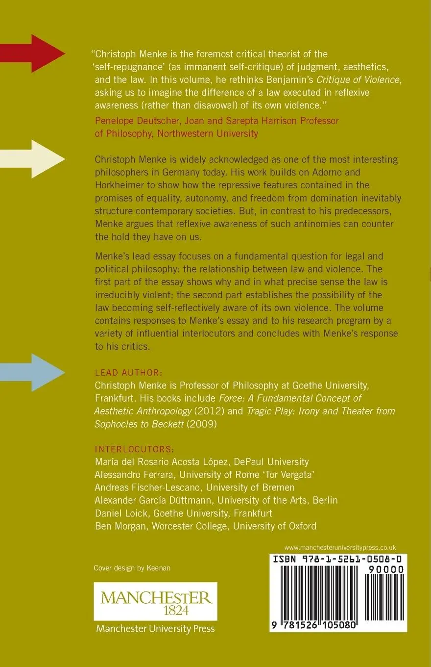 Rückseite: 9781526105080 | Law and violence | Christoph Menke in dialogue | Christoph Menke