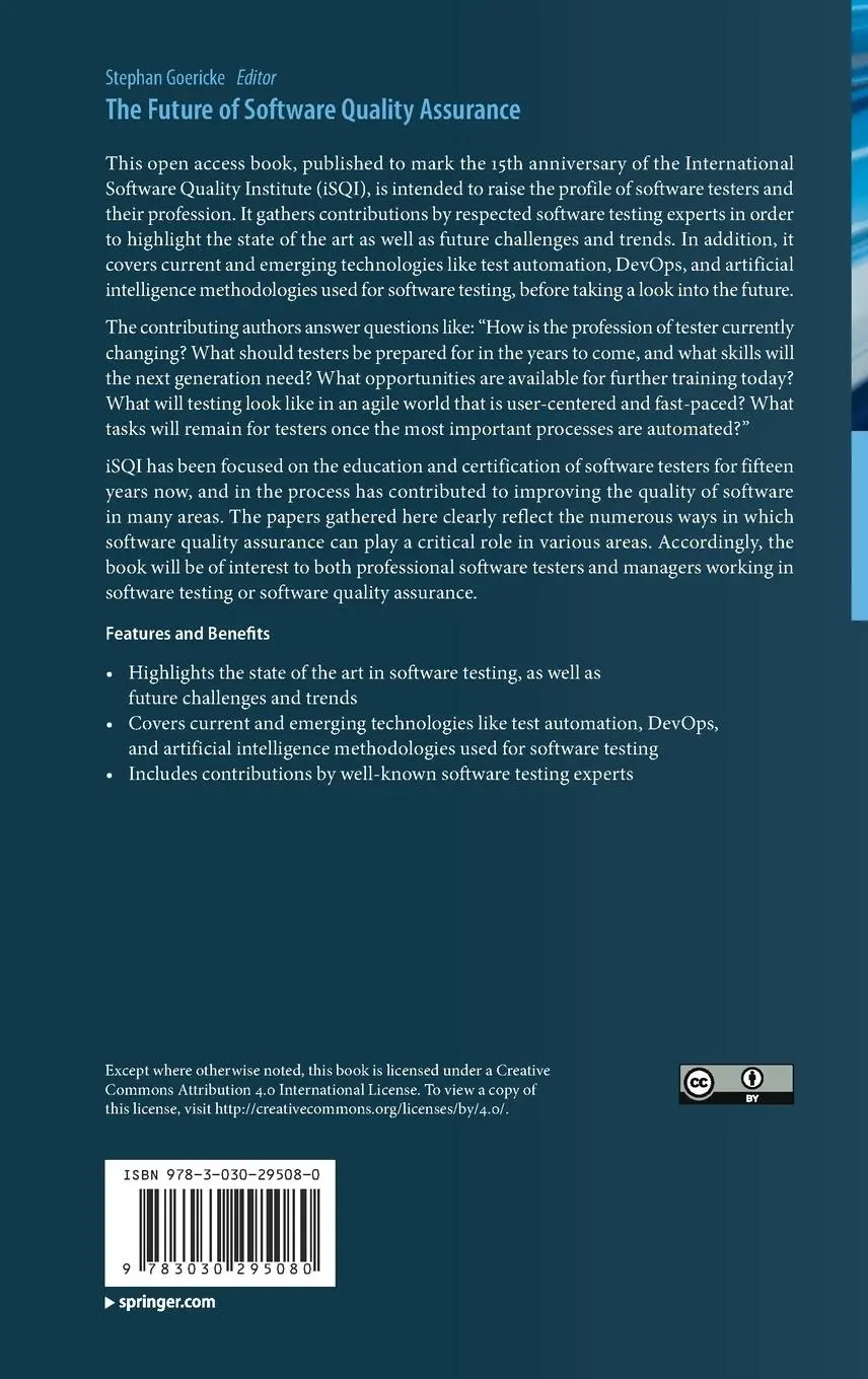 Rückseite: 9783030295080 | The Future of Software Quality Assurance | Stephan Goericke | Buch