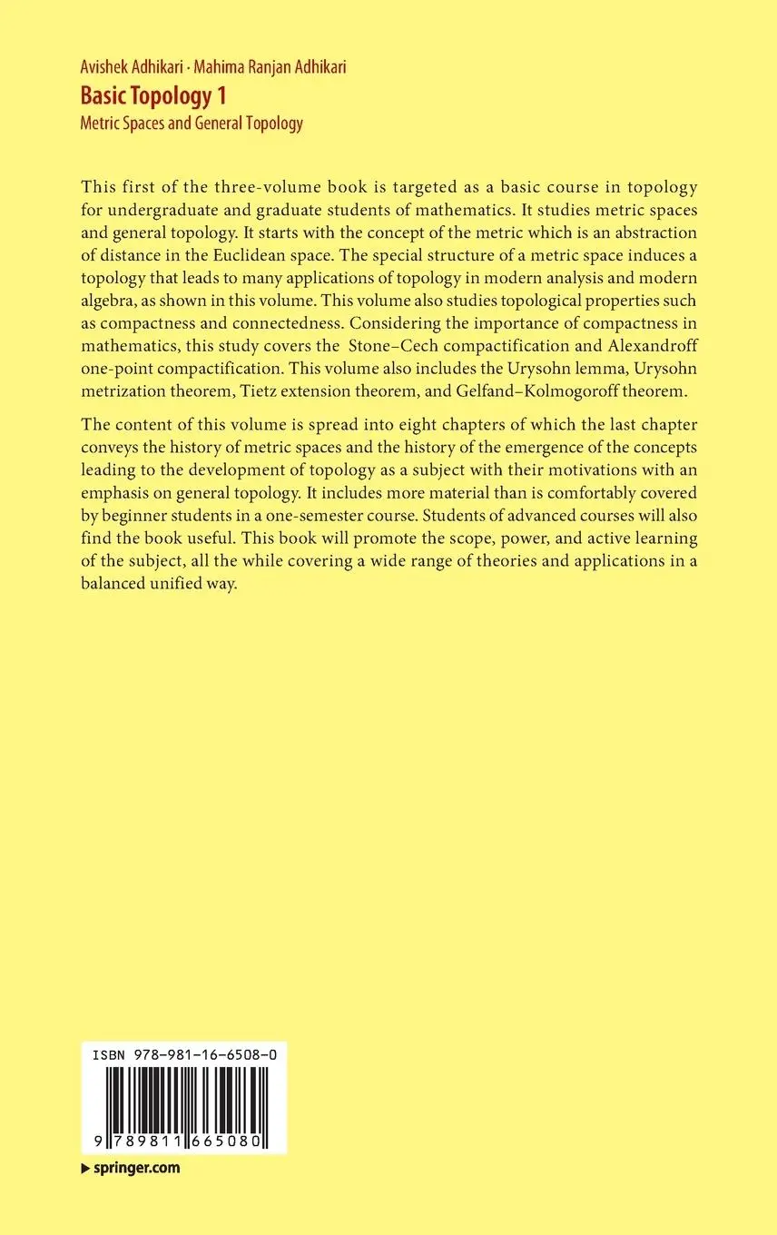 Rückseite: 9789811665080 | Basic Topology 1 | Metric Spaces and General Topology | Buch | xxviii