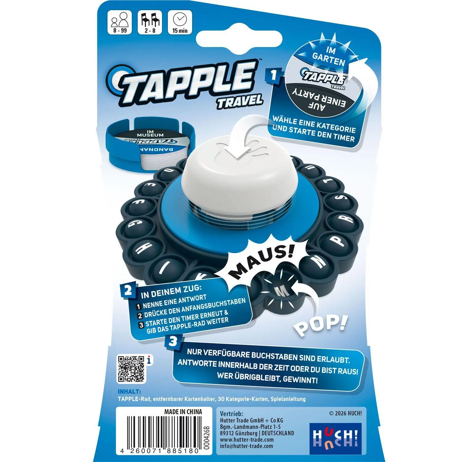 Bild: 4260071885180 | Tapple Travel | Ooba Games | Spiel | 885180 | Deutsch | 2026 | HUCH!