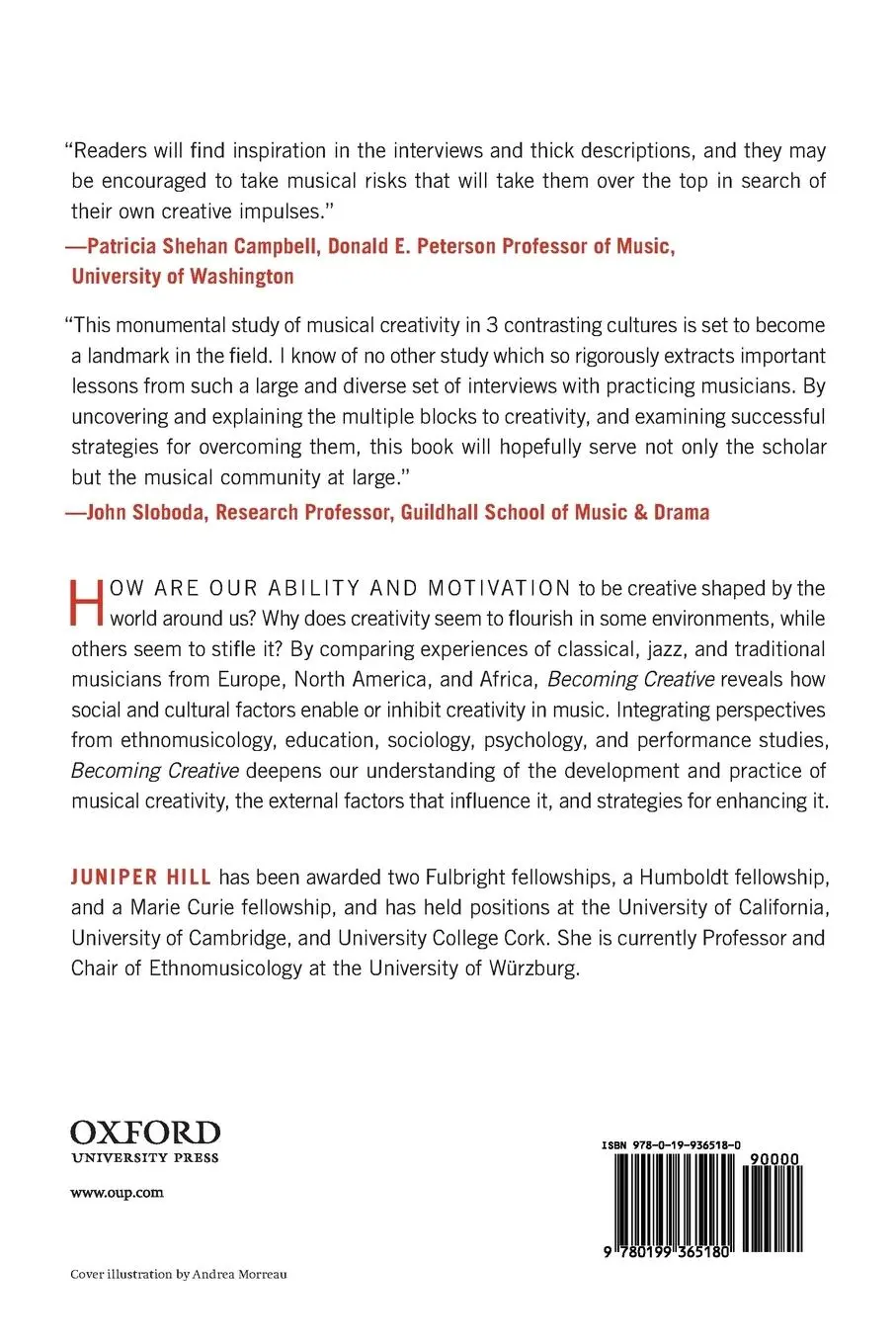 Rückseite: 9780199365180 | Becoming Creative | Insights from Musicians in a Diverse World | Hill