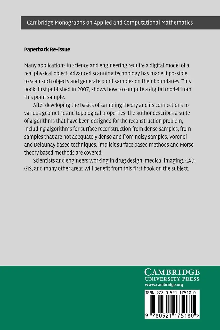 Rückseite: 9780521175180 | Curve and Surface Reconstruction | Tamal K. Dey (u. a.) | Taschenbuch