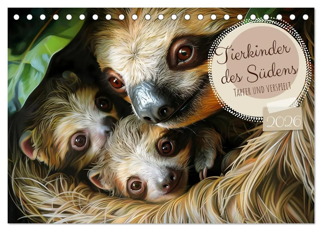 Cover: 9783457445280 | Tierkinder des Südens (Tischkalender 2026 DIN A5 quer), CALVENDO...