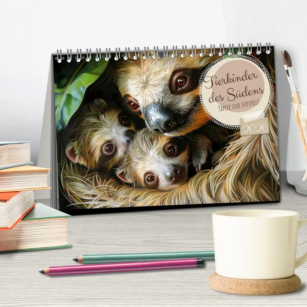 Bild: 9783457445280 | Tierkinder des Südens (Tischkalender 2026 DIN A5 quer), CALVENDO...
