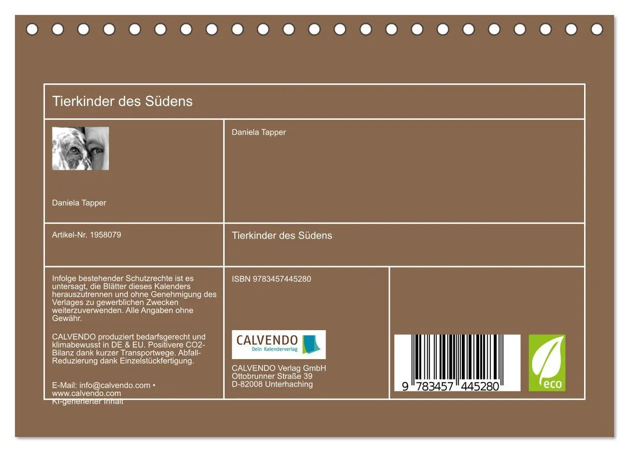 Bild: 9783457445280 | Tierkinder des Südens (Tischkalender 2026 DIN A5 quer), CALVENDO...