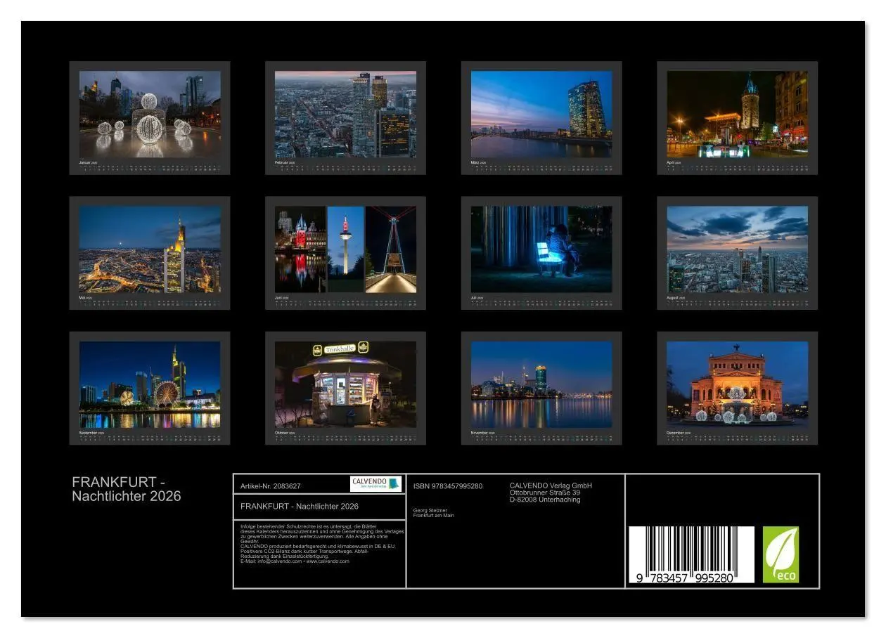 Bild: 9783457995280 | FRANKFURT - Nachtlichter 2026 (Wandkalender 2026 DIN A4 quer),...