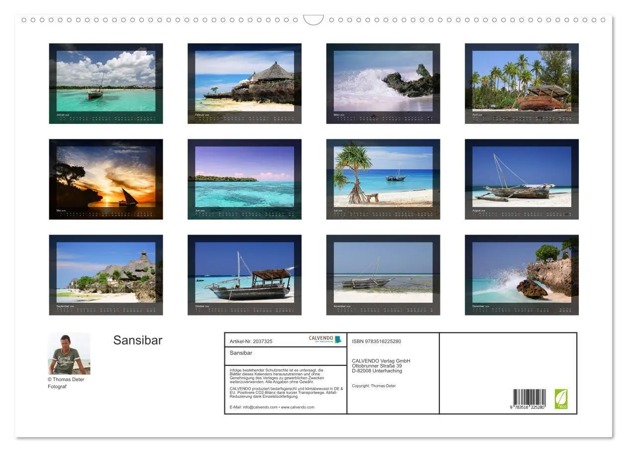Bild: 9783516225280 | Sansibar (Wandkalender 2026 DIN A2 quer), CALVENDO Monatskalender