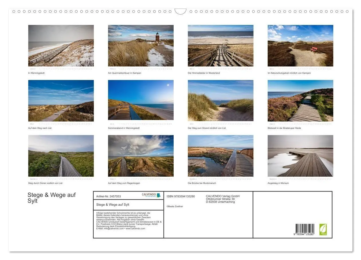 Bild: 9783594135280 | Stege &amp; Wege auf Sylt (Wandkalender 2027 DIN A2 quer), CALVENDO...