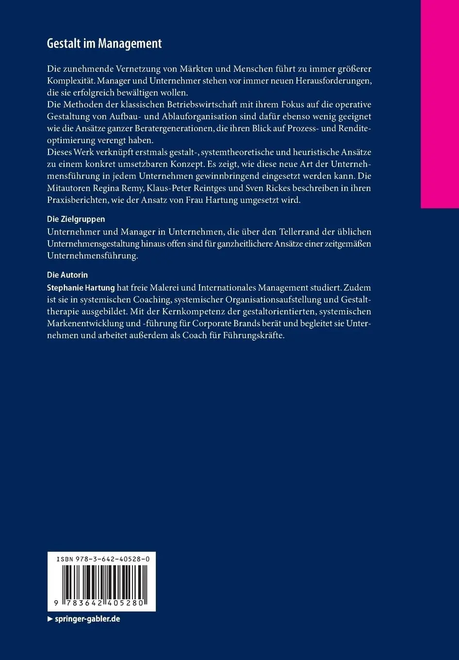Rückseite: 9783642405280 | Gestalt im Management | Stephanie Hartung | Taschenbuch | xviii | 2014