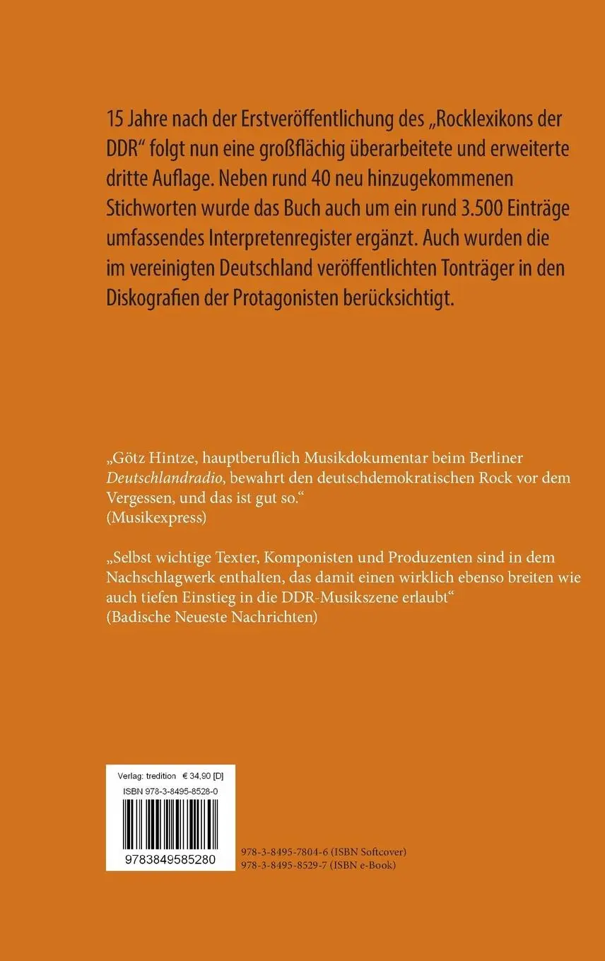 Rückseite: 9783849585280 | Rocklexikon der DDR | Götz Hintze | Buch | HC runder Rücken kaschiert
