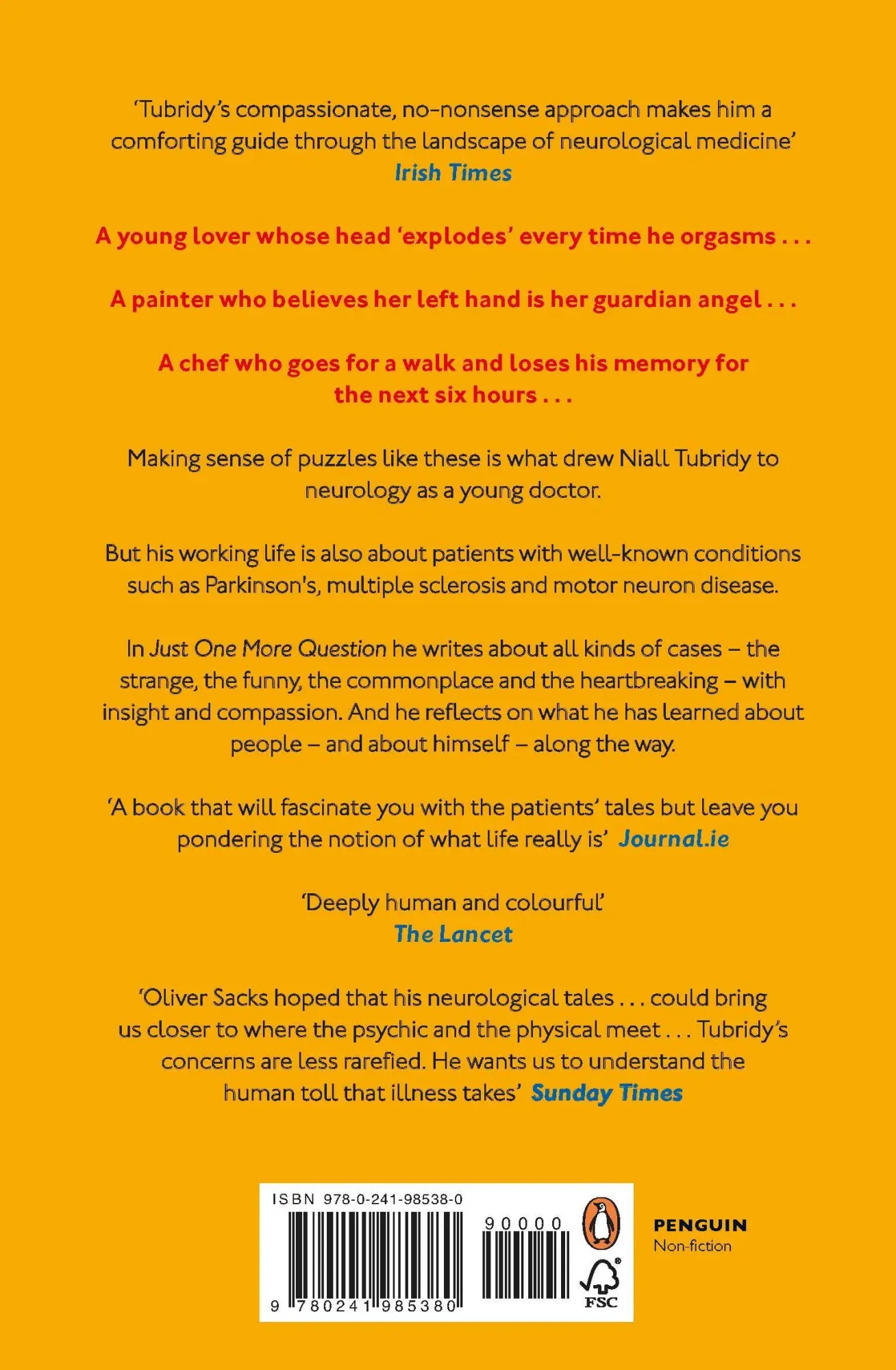 Rückseite: 9780241985380 | Just One More Question | Stories from a Life in Neurology | Tubridy