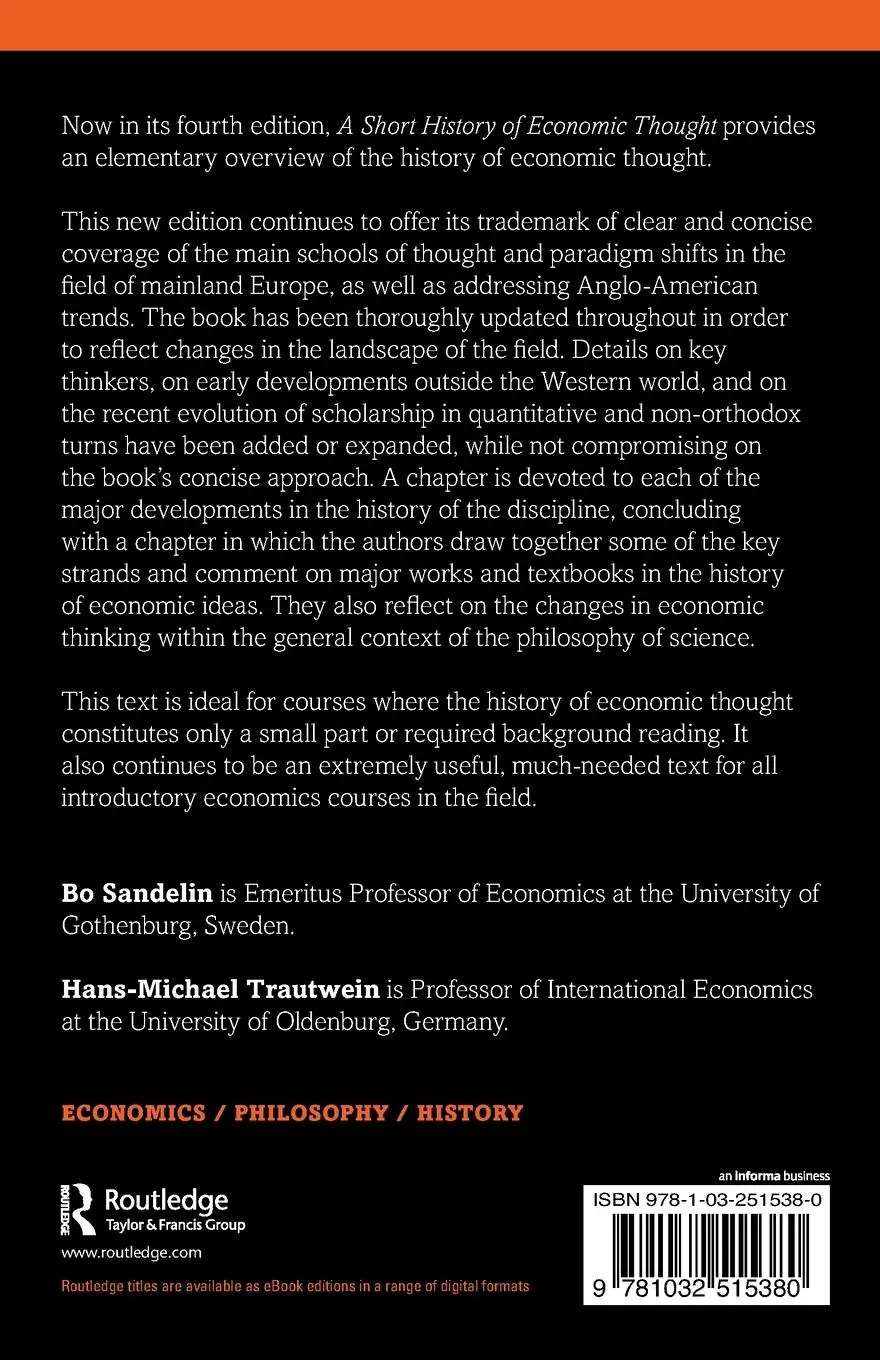 Rückseite: 9781032515380 | A Short History of Economic Thought | Bo Sandelin (u. a.) | Buch