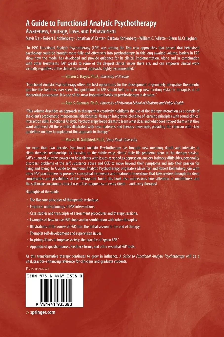 Rückseite: 9781441935380 | A Guide to Functional Analytic Psychotherapy | Mavis Tsai (u. a.)