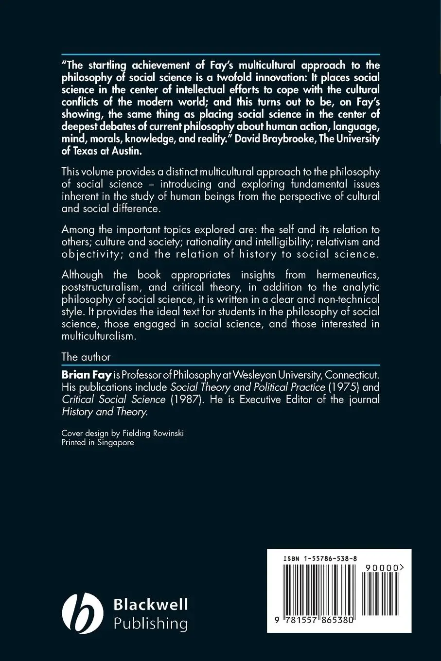 Rückseite: 9781557865380 | Contemporary Philosophy of Social Science | A Multicultural Approach