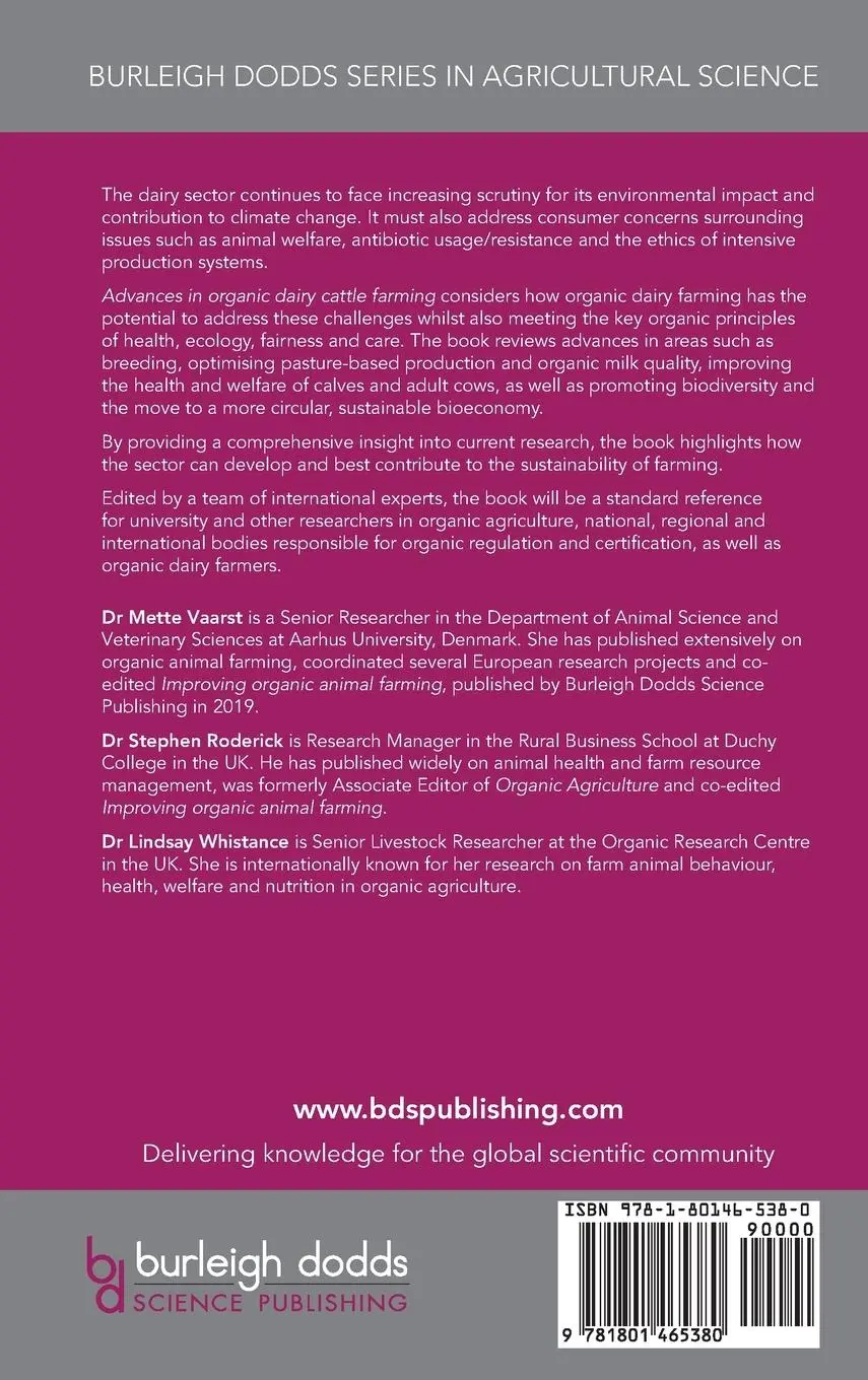 Rückseite: 9781801465380 | Advances in organic dairy cattle farming | Mette Vaarst | Buch | 2025