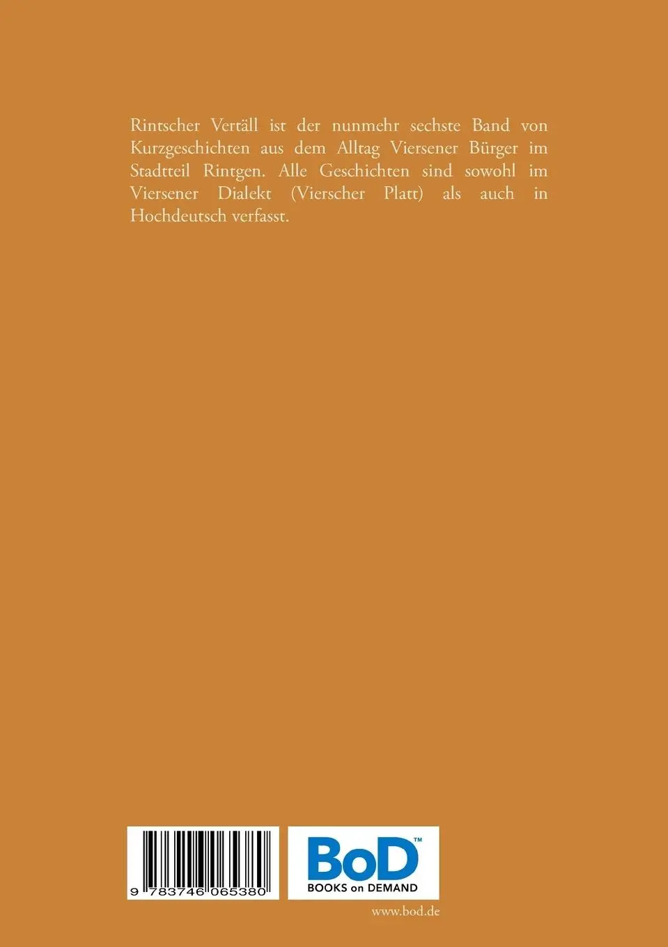 Rückseite: 9783746065380 | Rintscher Vertäll VI | rongk ö-röm | Bernd-Jürgen Henk | Taschenbuch