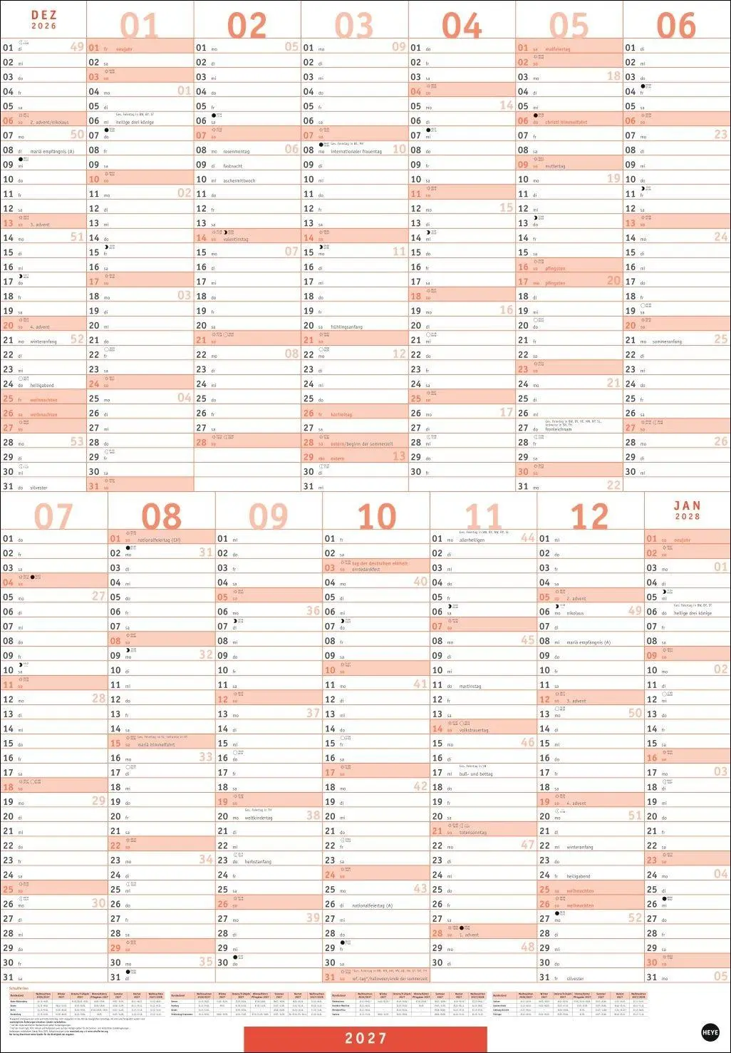 Bild: 9783756415380 | Mega-Posterplaner, rot 2027 | Kalender | Jahresplaner Kalender Heye