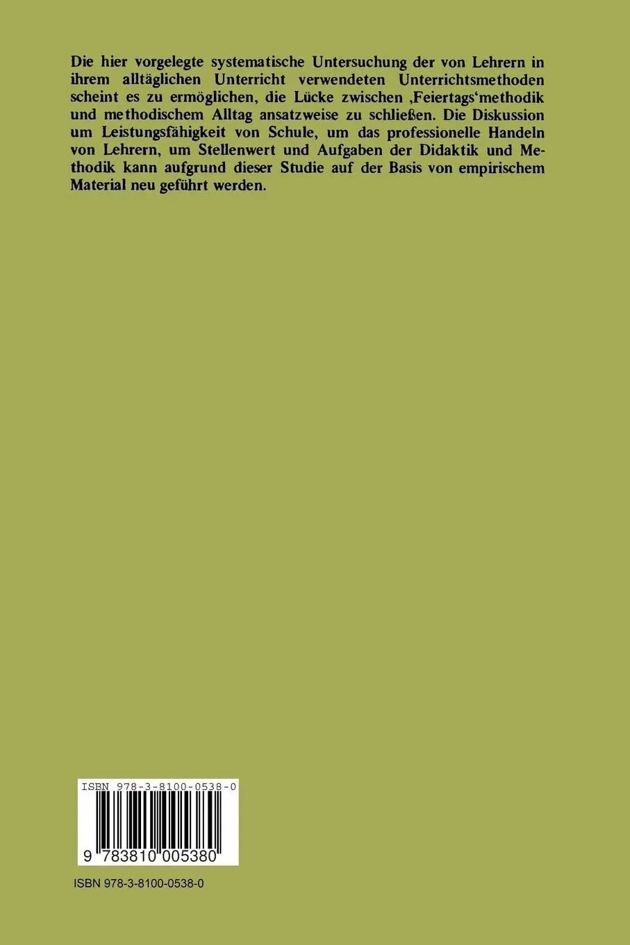 Rückseite: 9783810005380 | Das Methoden-Repertoire von Lehrern | Klaus Hage (u. a.) | Taschenbuch