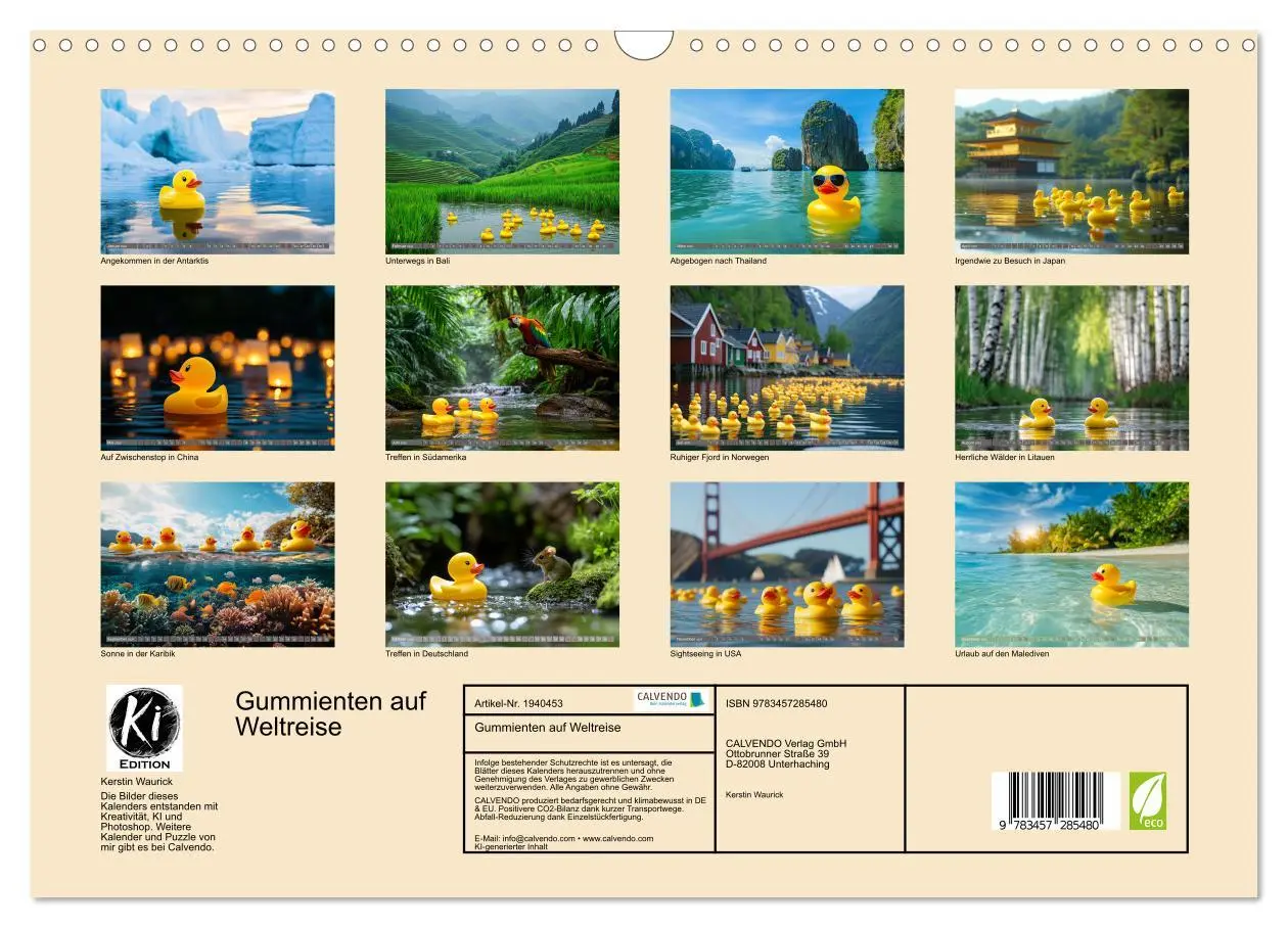 Bild: 9783457285480 | Gummienten auf Weltreise (Wandkalender 2026 DIN A3 quer), CALVENDO...