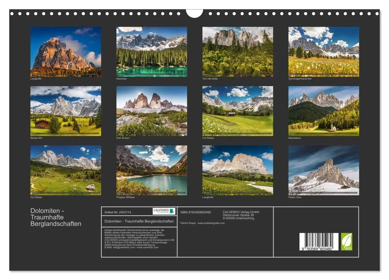 Bild: 9783569605480 | Dolomiten - Traumhafte Berglandschaften (Wandkalender 2027 DIN A3...