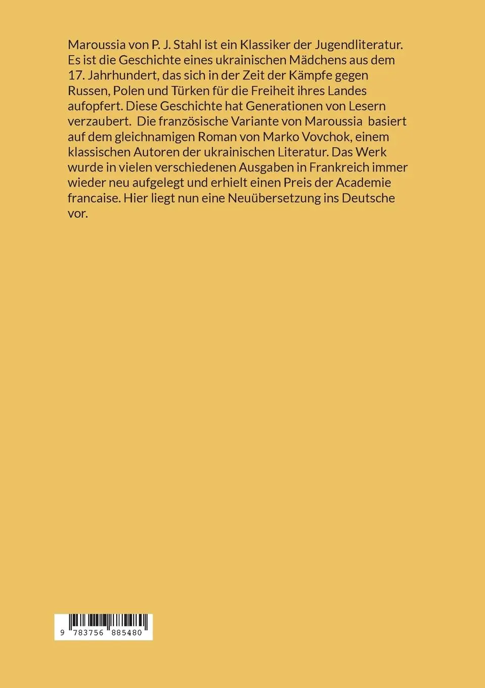Rückseite: 9783756885480 | Maroussia | Ein ukrainisches Mädchen | P. J. Stahl | Taschenbuch